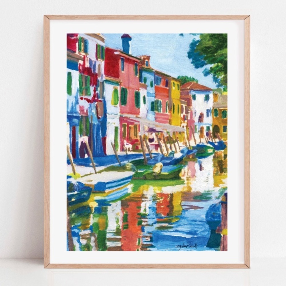 8.5x11” Burano art print, Burano italy painting, Italy travel print